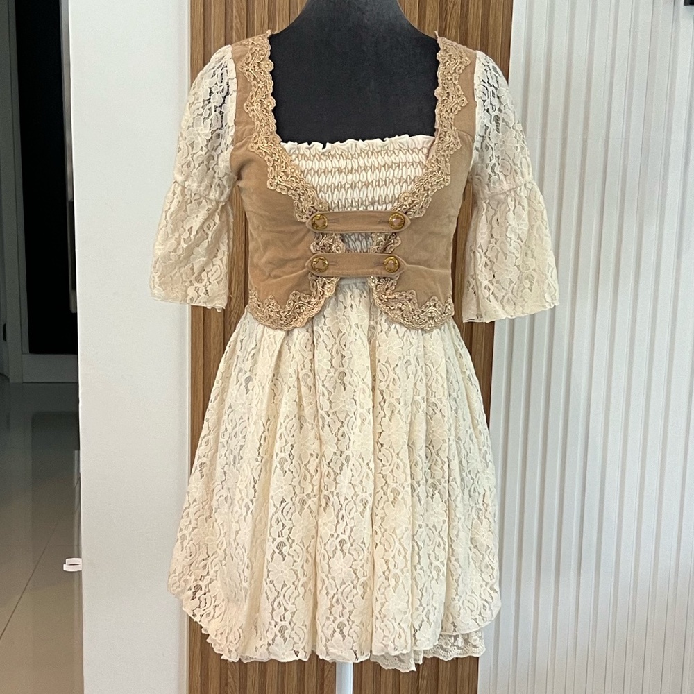 Liz Lisa Lace Cottagecore Dress – Cream Corset Style – Japanese Brand